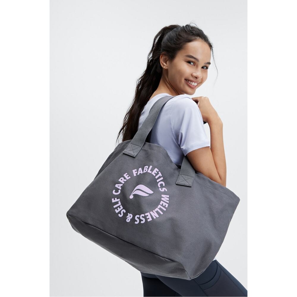 New Fabletics Oversized Tote Bag Pewter/Hazy Iris